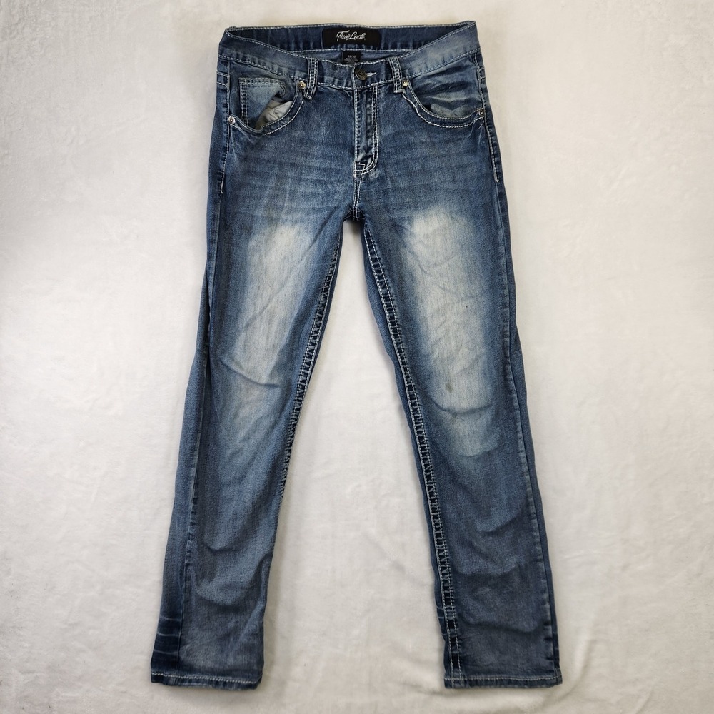 True Luck Womens Jeans Blue Wash Distressed Slim Fit Size‎ 32x32